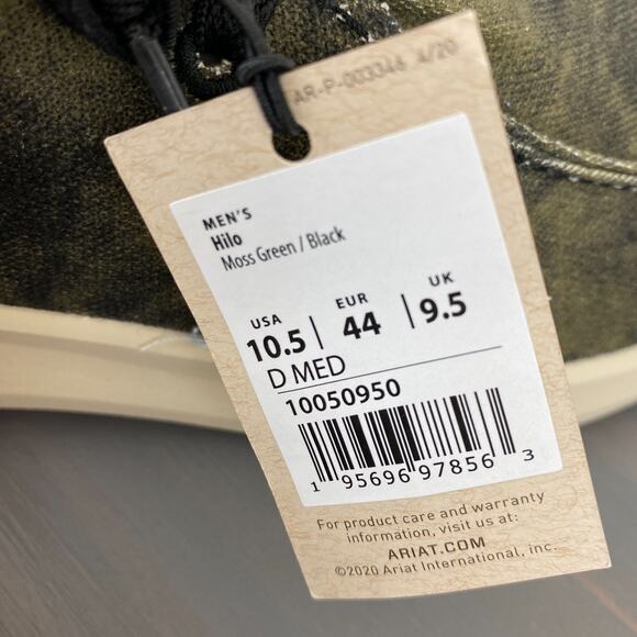 Ariat Hilo Grunge Slip On Sneaker Shoes Men Moss Green Lightweight Flex Sole NEW - Picture 10 of 11